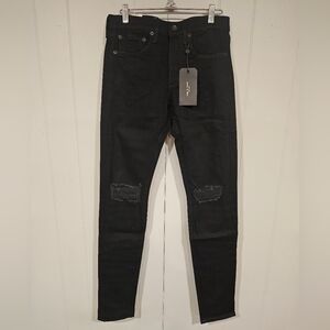 NWT Rag & Bone $225 Mens Fit 1 Skinny Led Fit Jeans Distressed Black Size: 28x34